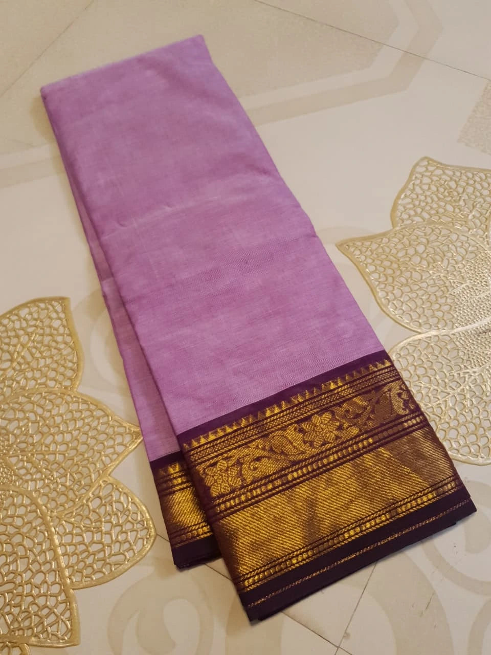 Pure Kanchi Cotton Saree - Lavender