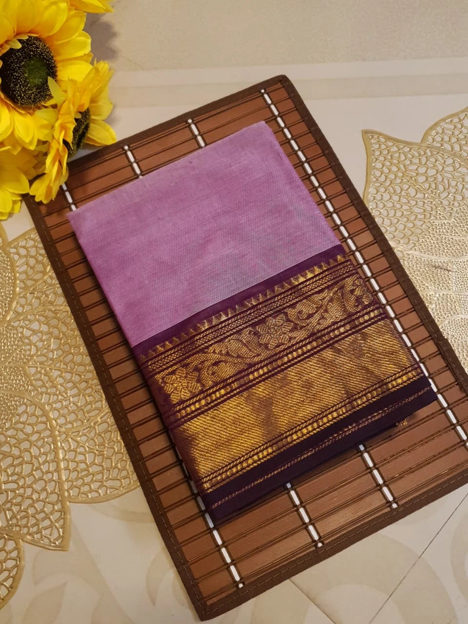 Pure Kanchi Cotton Saree - Lavender