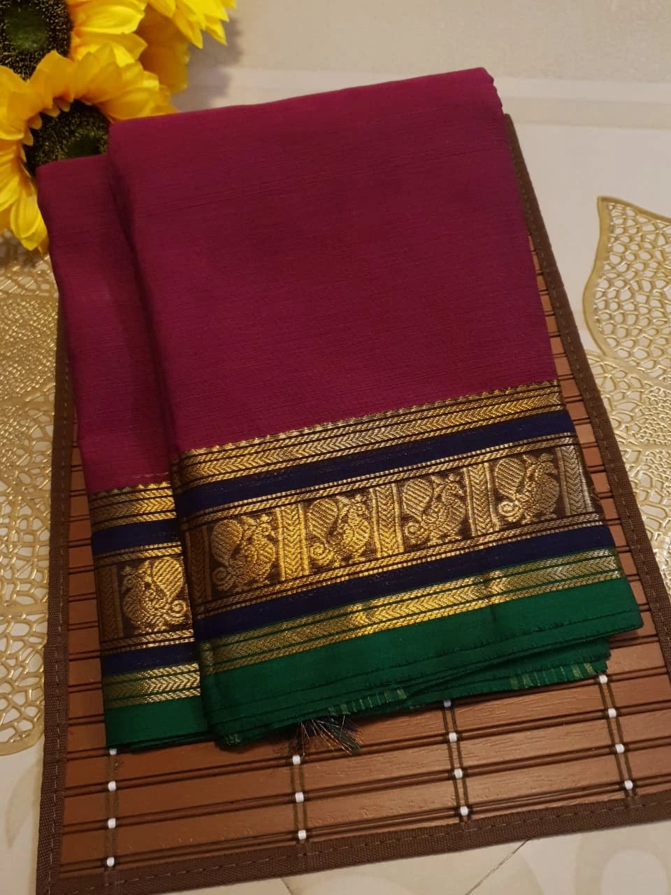 Pure Kanchi Cotton Saree - Maroon