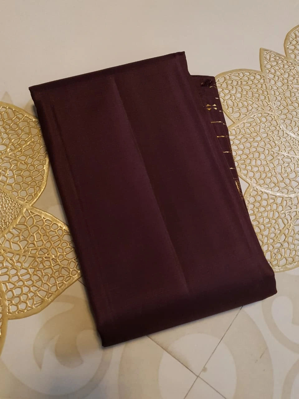 2G Pure Zari Kanjivaram Silk Saree in Deep Maroon with Rich Gold Zari Peacock Border & Traditional Zari Stripes | Silkmark Certified