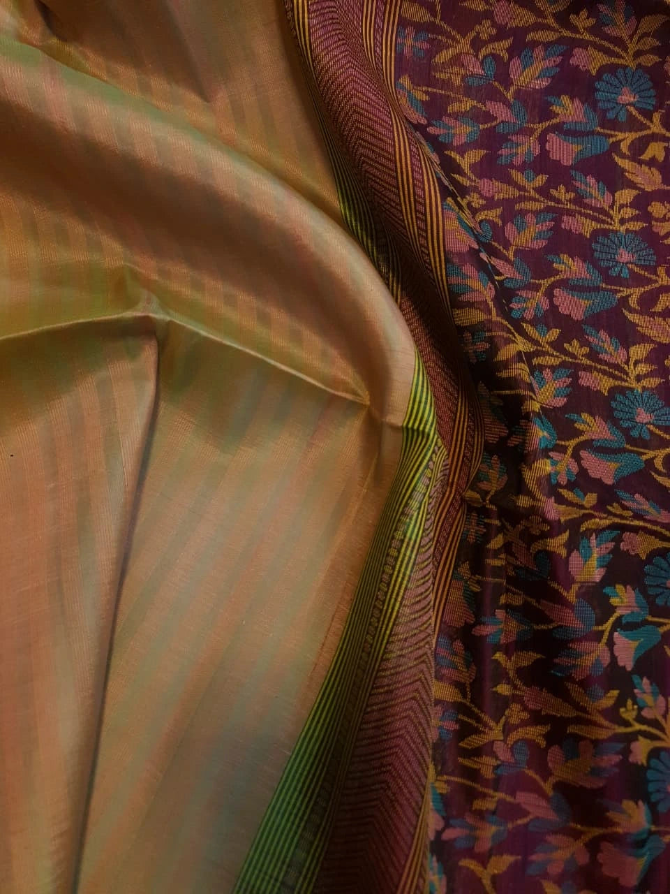 Elegant Kanchi Soft Silk Saree with Plain Border & Exclusive Floral Pallu | Silkmark Certified - Elachi Green