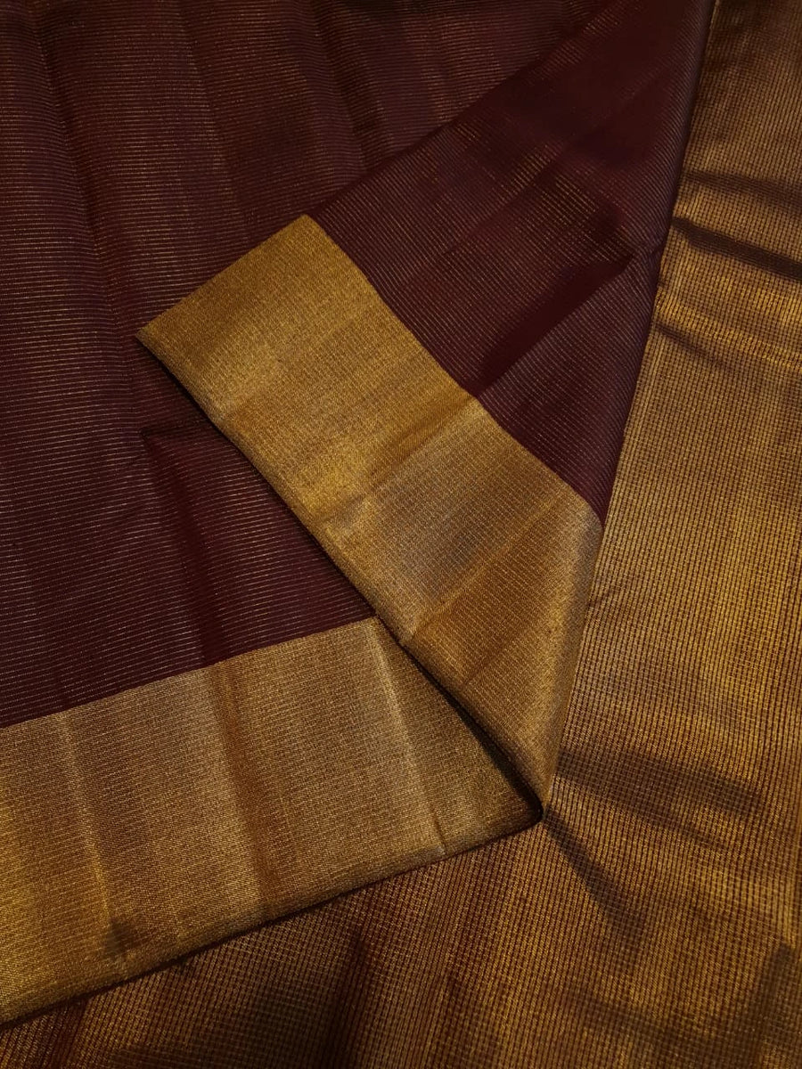 2G Kanjivaram Silk Saree in Deep Maroon with Rich Gold Zari Border & Traditional Gold Zari Pallu | Silkmark Certified