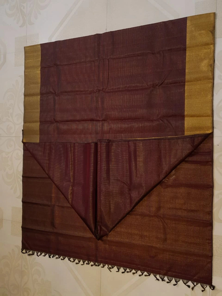 2G Kanjivaram Silk Saree in Deep Maroon with Rich Gold Zari Border & Traditional Gold Zari Pallu | Silkmark Certified