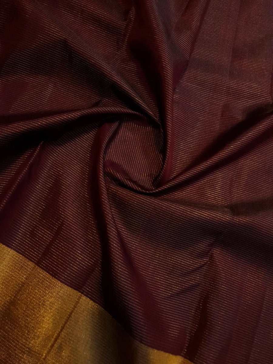 2G Kanjivaram Silk Saree in Deep Maroon with Rich Gold Zari Border & Traditional Gold Zari Pallu | Silkmark Certified