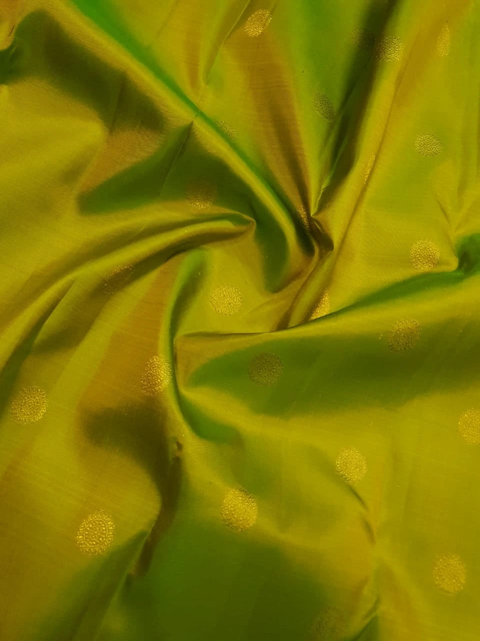 2G Pure Korvai Kanjivaram Silk Saree in Parrot Green with Rich Red & Gold Zari Peacock Border | Silkmark Certified