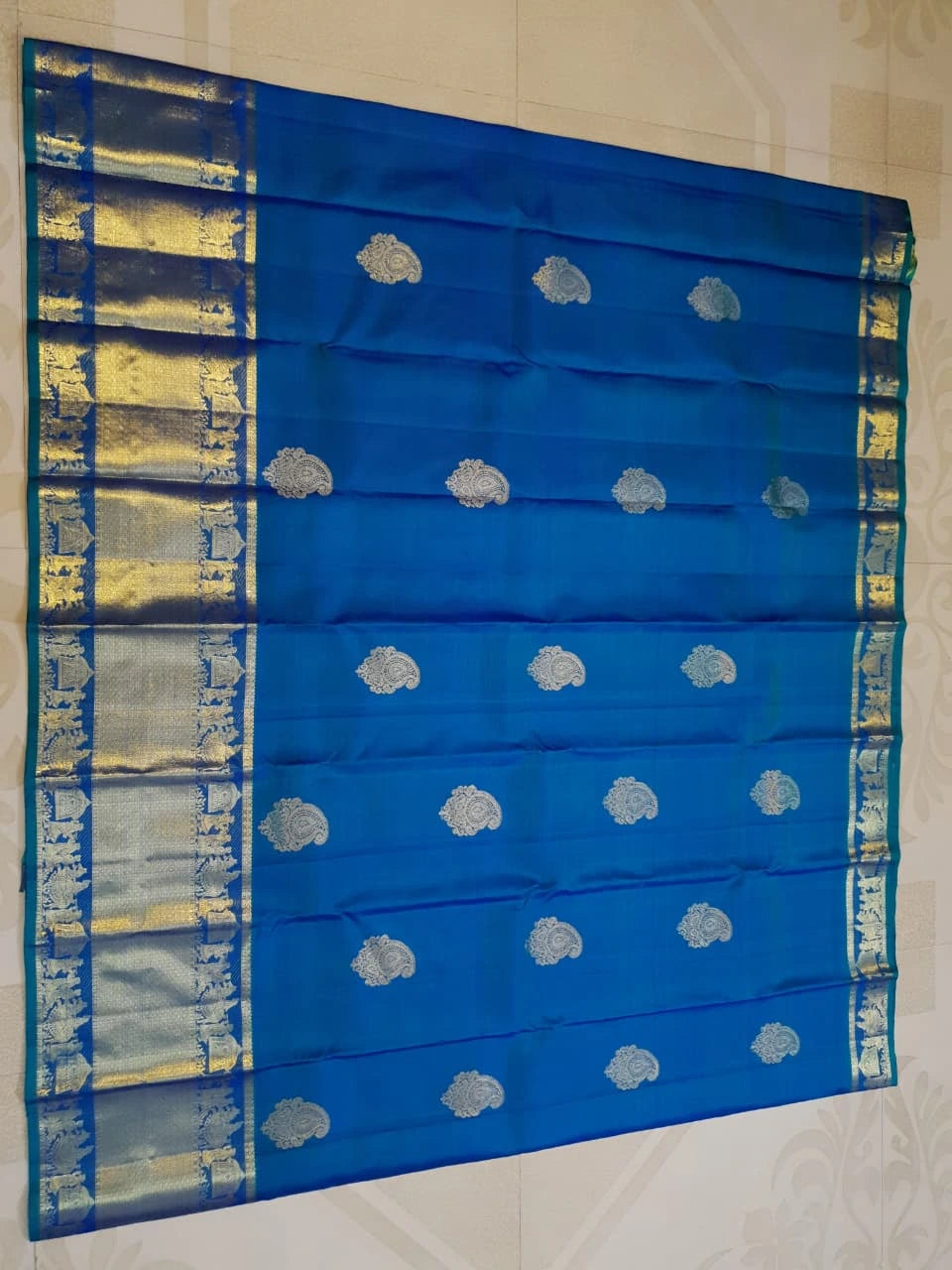 2Gram Pure Kanjivaram Silk Saree - Blue | Silkmark Certified
