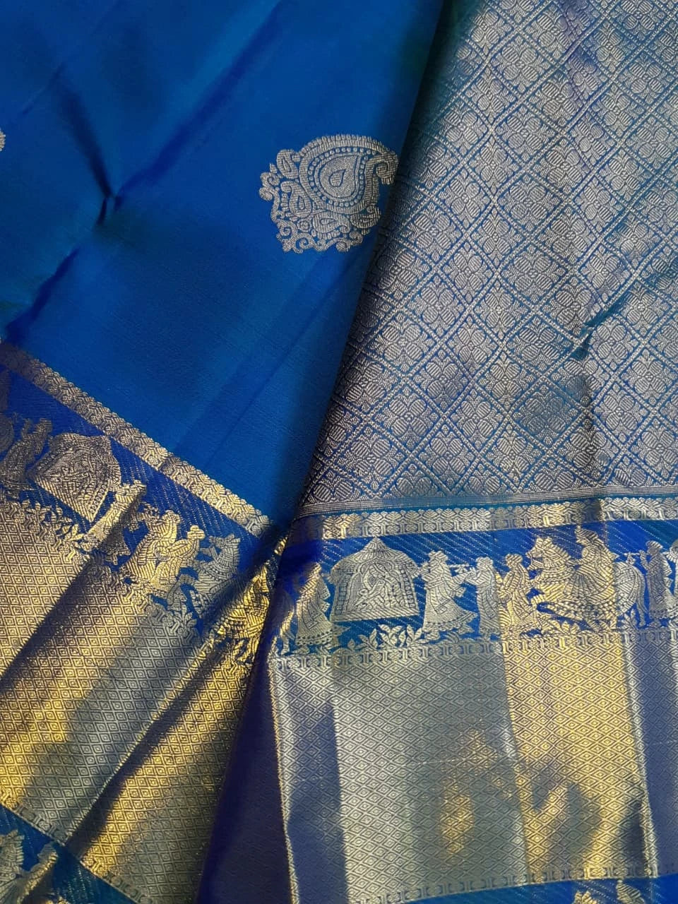 2Gram Pure Kanjivaram Silk Saree - Blue | Silkmark Certified