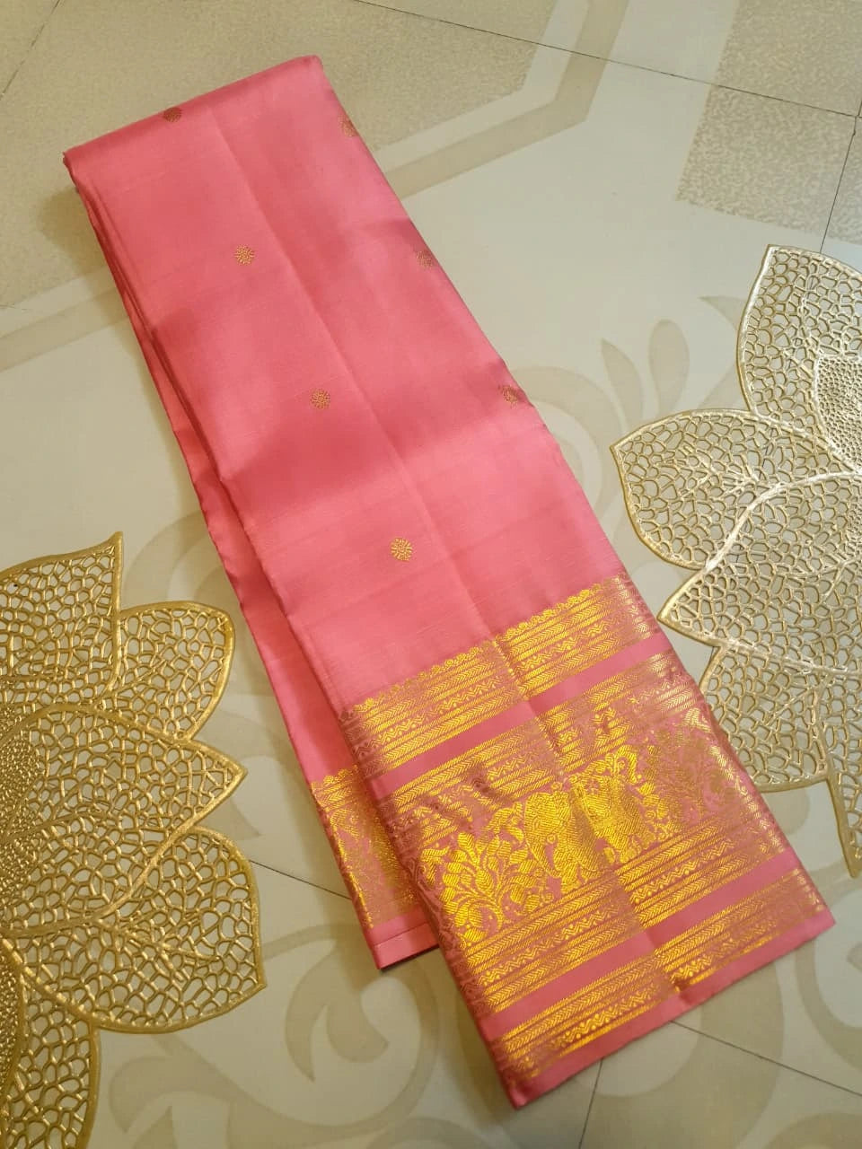 2Gram Pure Kanjivaram Silk Saree - Pink | Silkmark Certified