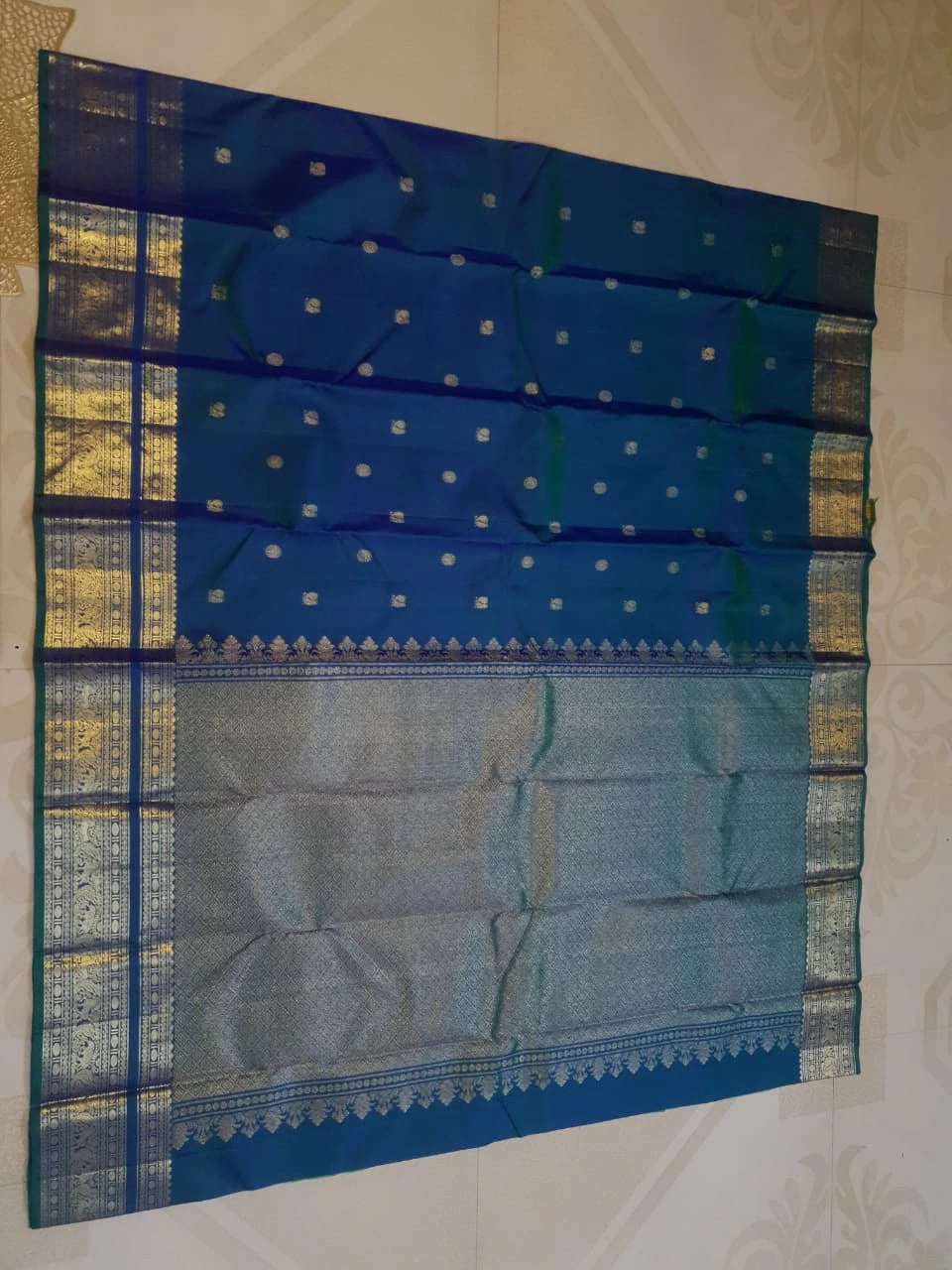 2Gram Pure Kanjivaram Silk Saree - Blue | Silkmark Certified