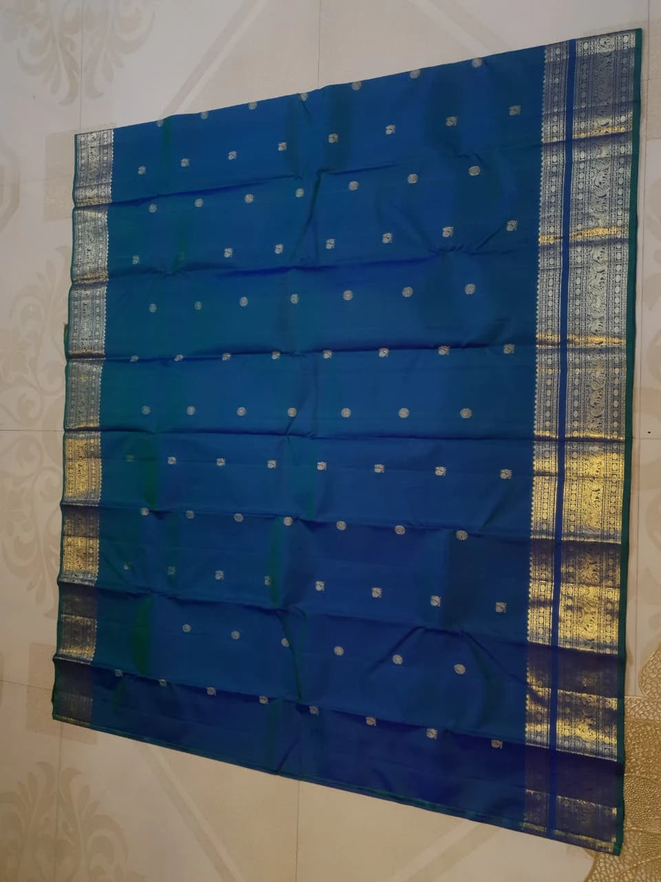 2Gram Pure Kanjivaram Silk Saree - Blue | Silkmark Certified