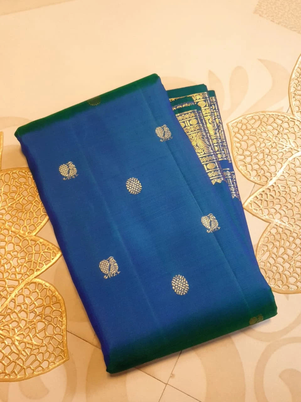 2Gram Pure Kanjivaram Silk Saree - Blue | Silkmark Certified