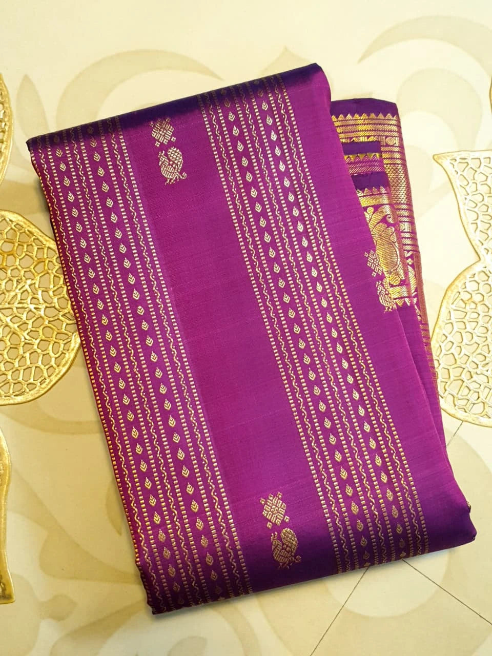 2Gram Pure Kanjivaram Silk Saree - Purple | Silkmark Certified