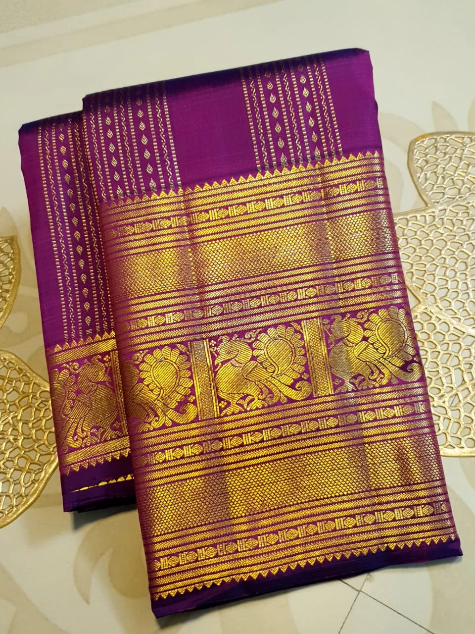 2Gram Pure Kanjivaram Silk Saree - Purple | Silkmark Certified