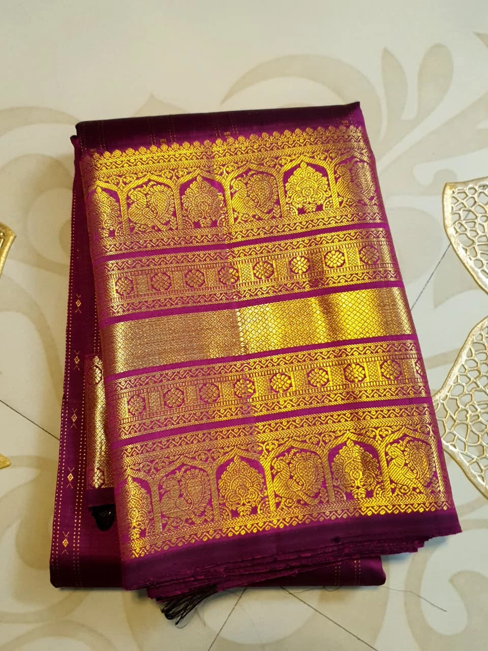 2Gram Pure Kanjivaram Silk Saree - Purple | Silkmark Certified
