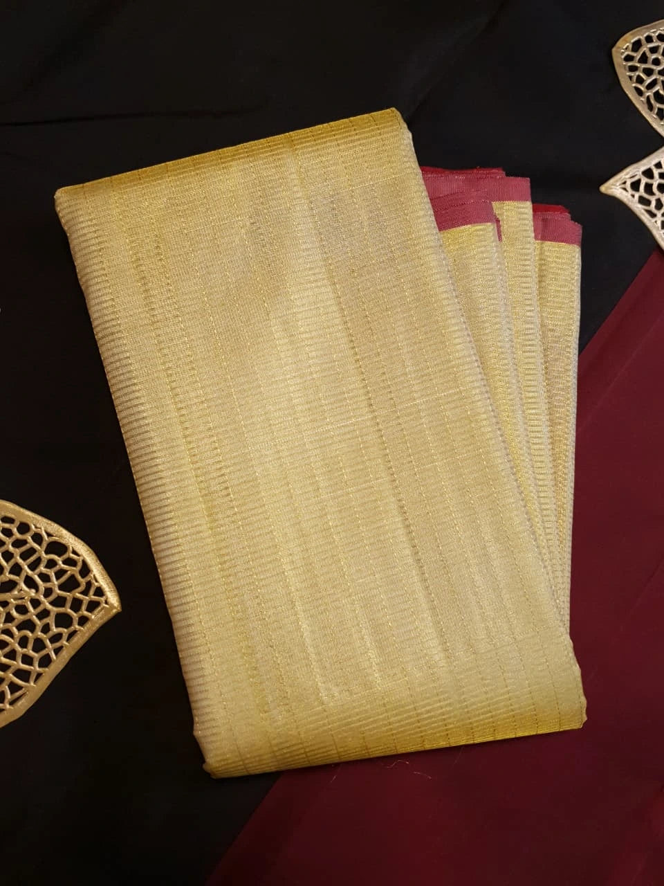 2G Pure Kanjivaram Silk Saree in Golden Yellow with Rich Orange-Gold Zari Pallu and Maroon Contrast Edges | Silkmark Certified