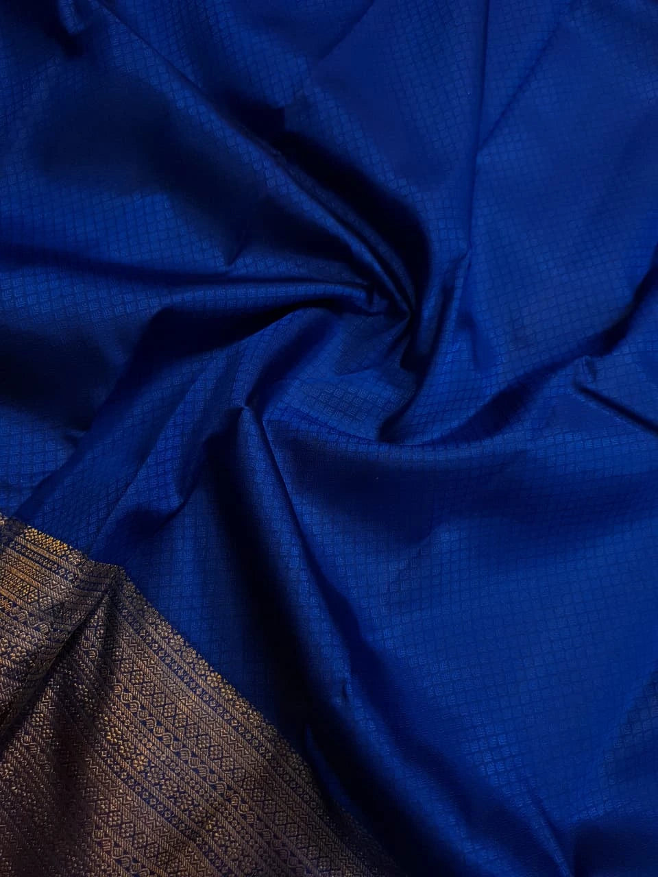 2G Pure Kanjivaram Silk Saree in Royal Blue with Fine Zari Checks & Rich Traditional Zari Border | Silkmark Certified