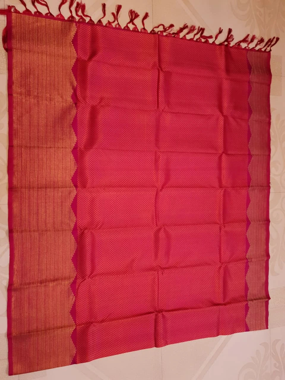 2G Pure Kanjivaram Silk Saree in Rich Rani Pink with Fine Gold Zari & Traditional Zari Pallu | Silkmark Certified