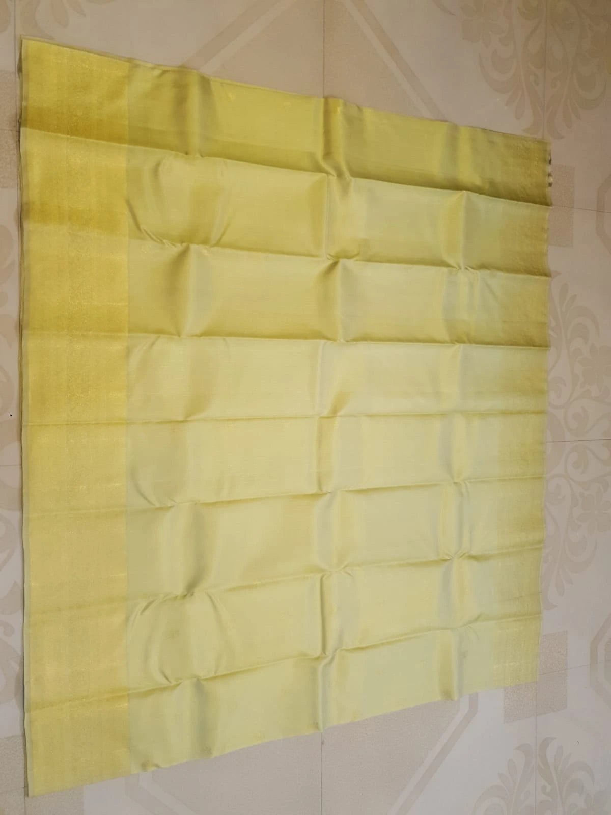 2G Pure Kanjivaram Silk Saree in Pastel Yellow with Rich Gold Zari Buttas & Traditional Zari Border | Silkmark Certified