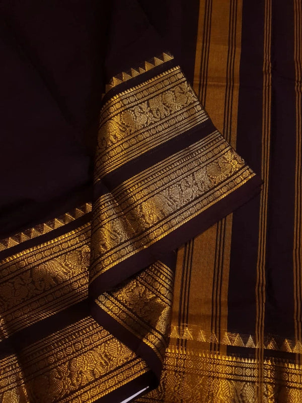 Pure Kanchi Cotton Saree - Brown