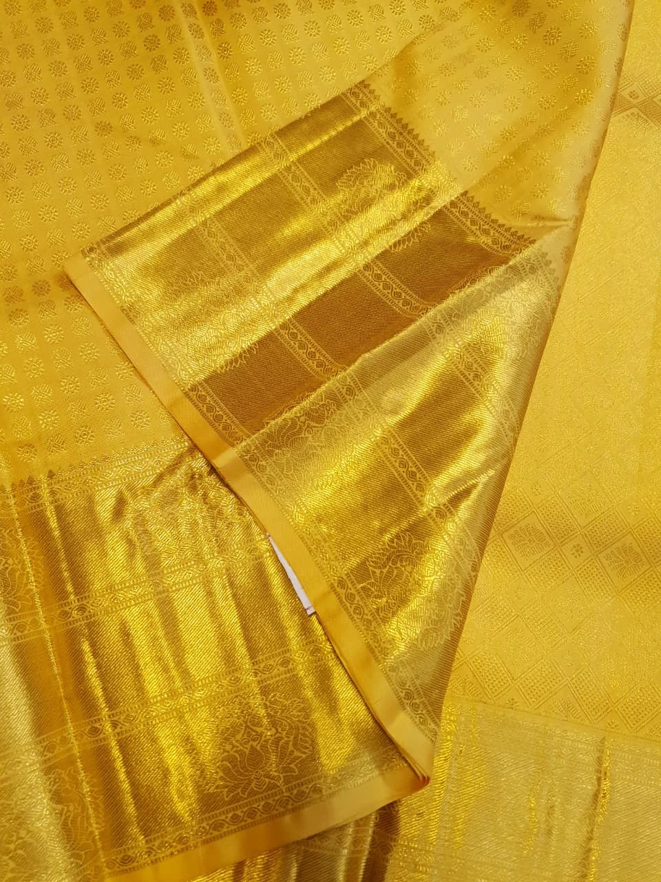 2G Pure Kanjivaram Silk Saree in Mustard Yellow with Gold Zari | Silkmark Certified
