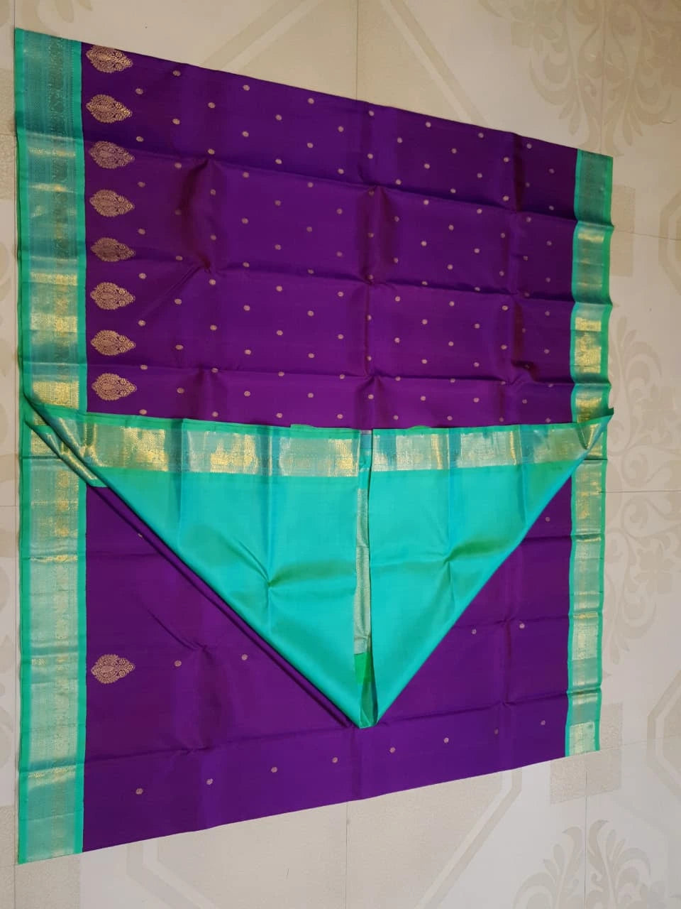 3G Pure Zari Kanjivaram Silk Saree in Royal Purple | Silkmark Certified