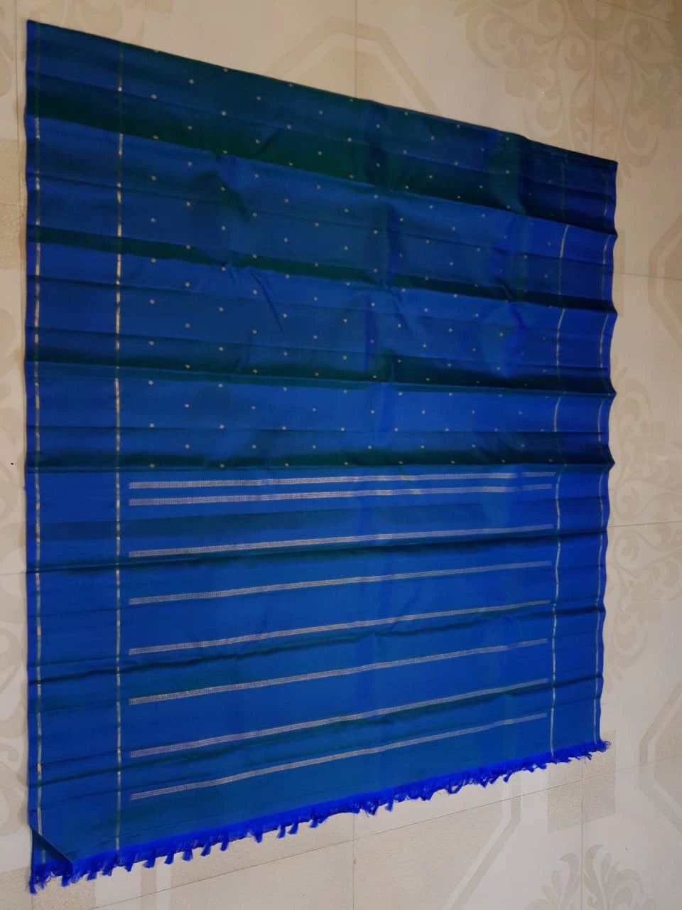 3G Pure Zari Kanjivaram Silk Saree - Peacock Blue with Gold | Silkmark Certified