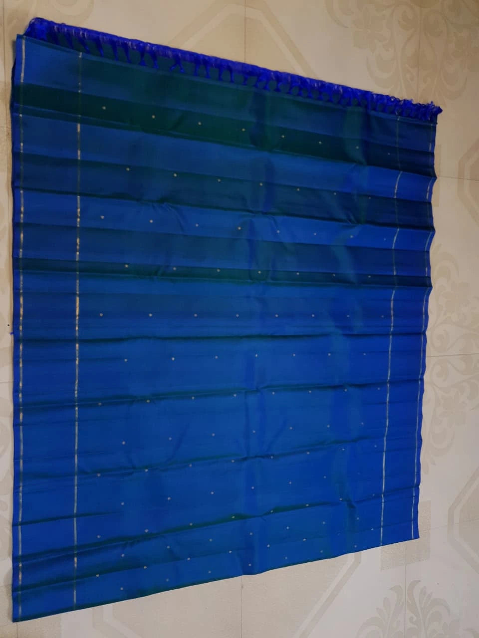 3G Pure Zari Kanjivaram Silk Saree - Peacock Blue with Gold | Silkmark Certified