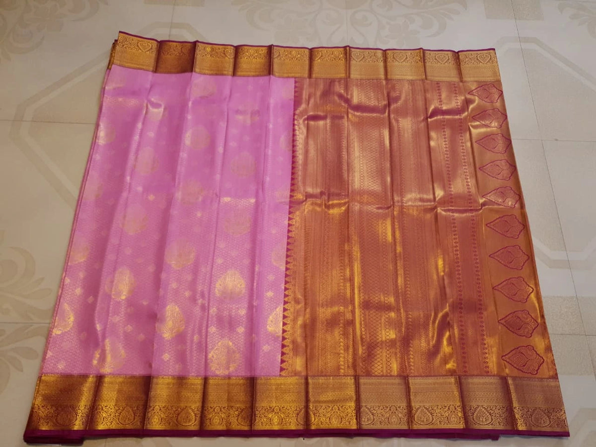 Semi Silk Saree - Pink with Majantha Border