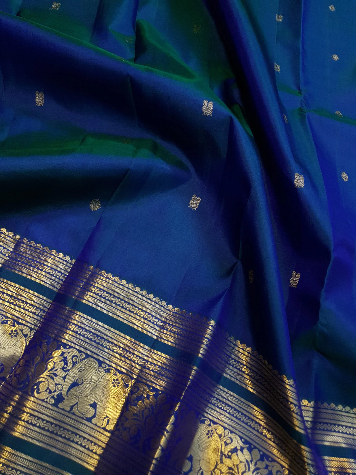 2Gram Pure Kanjivaram Silk Saree - Blue | Silkmark Certified