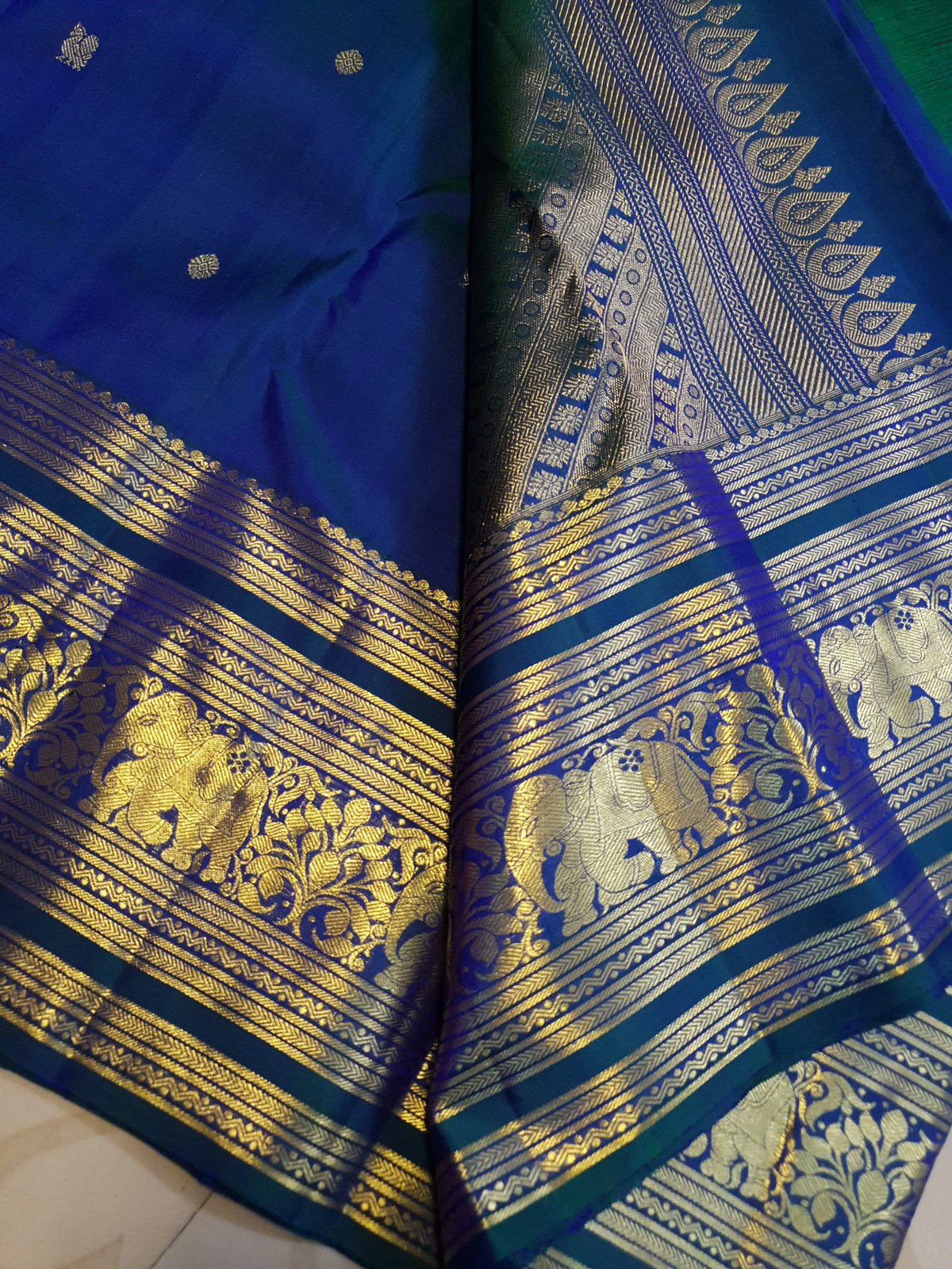 2Gram Pure Kanjivaram Silk Saree - Blue | Silkmark Certified