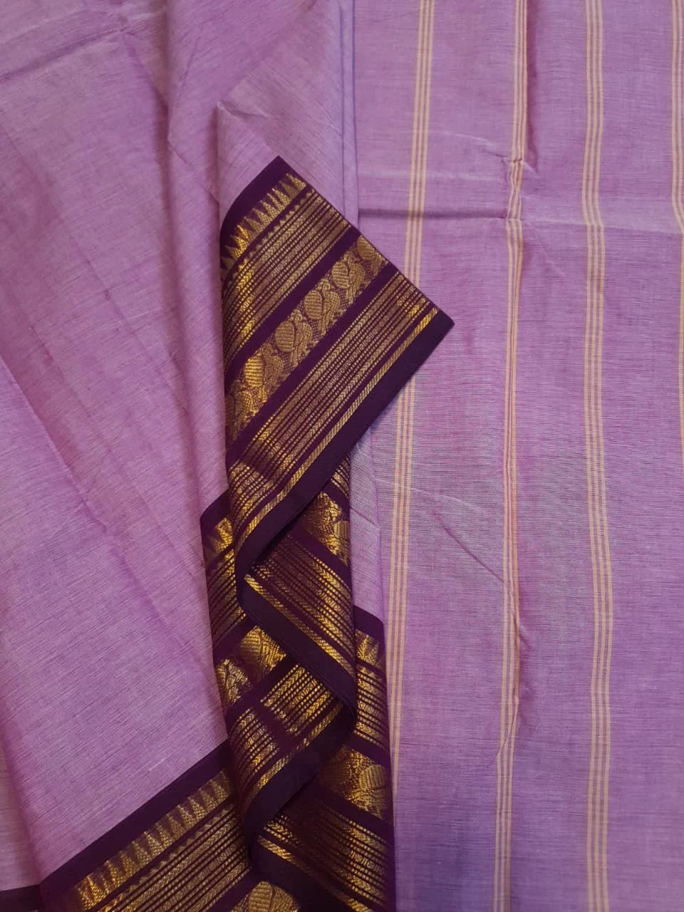 Pure Kanchi Cotton Saree - Lavender