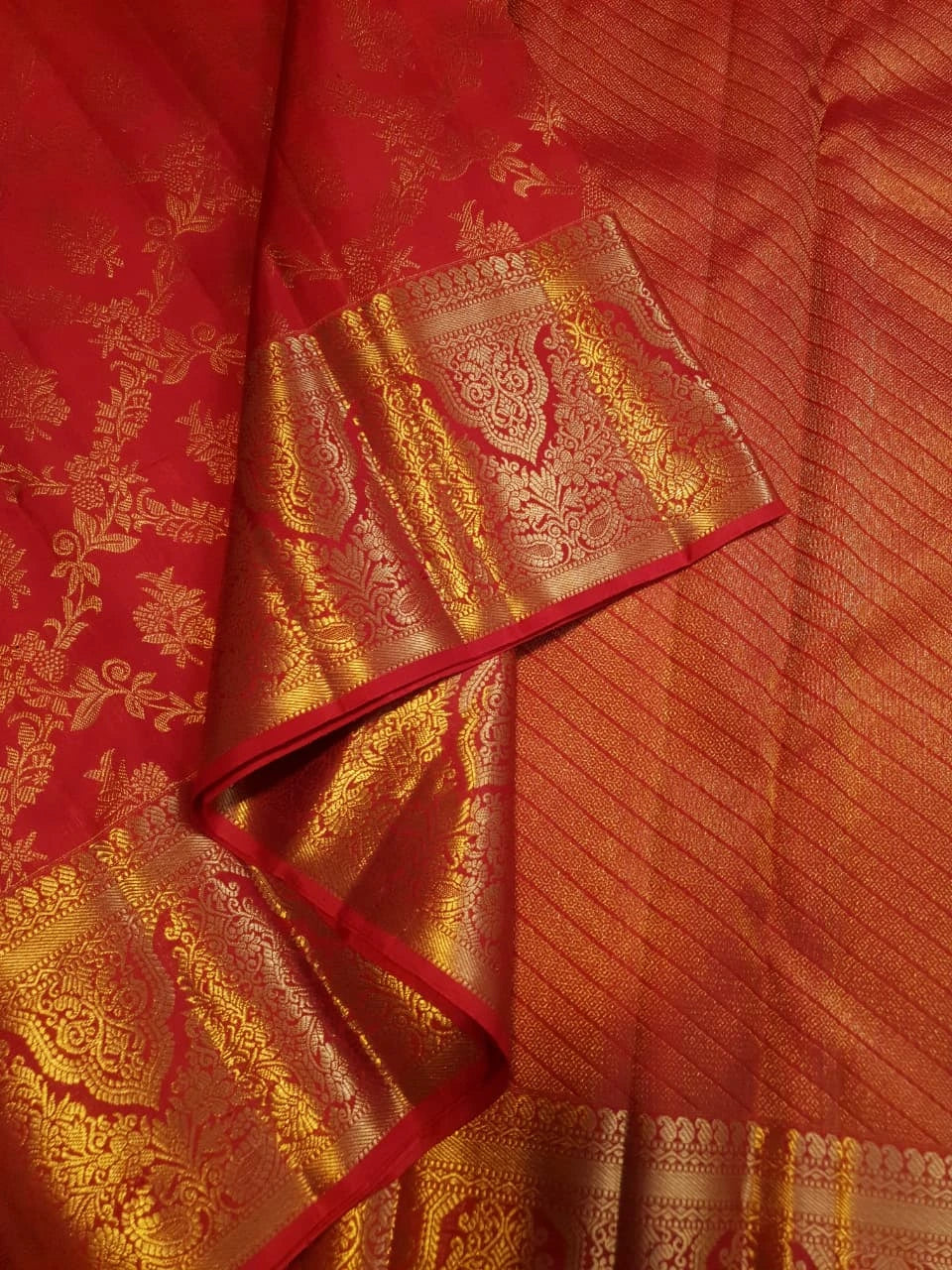 2G Pure Wedding Bridal Kanjivaram Silk Saree in Chilli Red with Rich Gold Zari | Silkmark Certified
