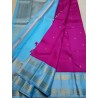 4Gram Pure Zari Kanjivaram Silk Saree - Vadamlli rose - pastel blue