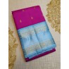 4Gram Pure Zari Kanjivaram Silk Saree - Vadamlli rose - pastel blue
