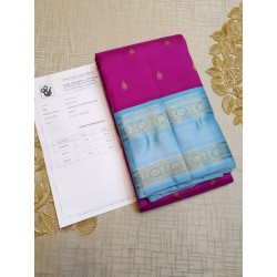 4Gram Pure Zari Kanjivaram Silk Saree - Vadamlli rose - pastel blue
