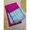 4Gram Pure Zari Kanjivaram Silk Saree - Vadamlli rose - pastel blue