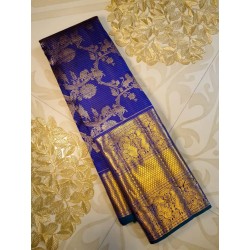 Pure Kanjivaram Silk Saree  - Blue