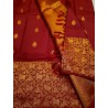 Pure Kanjivaram Silk Saree  - Maroon- Turning Border