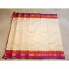 Pure Kanjivaram Silk Saree Korvai  - off white with pink