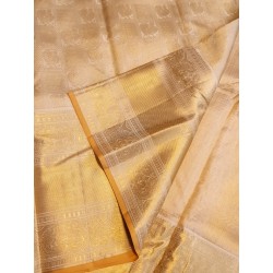 Pure Kanjivaram Silk Saree - Offwhite with sandal