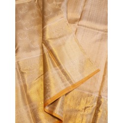 Pure Kanjivaram Silk Saree - Offwhite with sandal