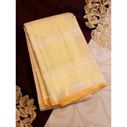 Pure Kanjivaram Silk Saree - Offwhite with sandal