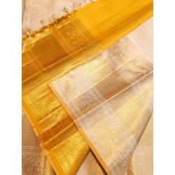 Pure Kanjivaram Silk Saree - Offwhite with sandal