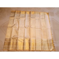 Pure Kanjivaram Silk Saree - Offwhite with sandal