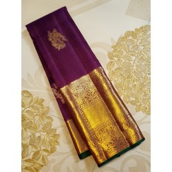 Exclusive Pure Kanchipuram Silk Saree with Vairaoosi Weaving, Parrot Buttas & Rich Zari Pallu