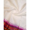 Pure Korvai Kanjivaram Silk Saree  - White With Pink
