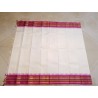 Pure Korvai Kanjivaram Silk Saree  - White With Pink