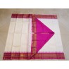 Pure Korvai Kanjivaram Silk Saree  - White With Pink