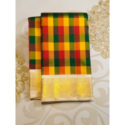Pure Kanjivaram Silk Saree  - Checked