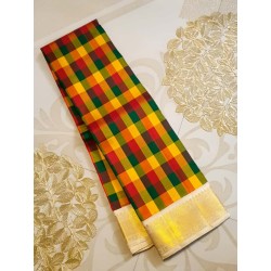 Pure Kanjivaram Silk Saree  - Checked